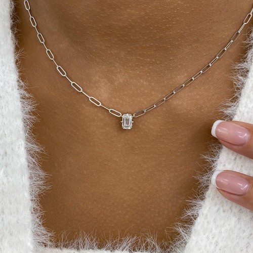 Emerald cut pendant necklace - cut,