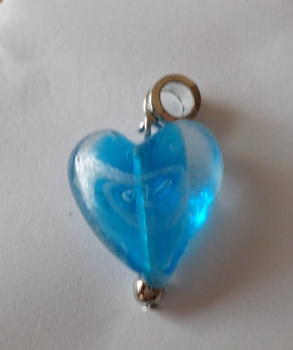 Pendentif coeur murano - murano, bleu