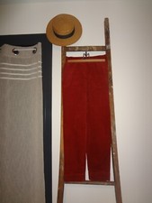 LA REDOUTE 36 PANTALON VELOURS DROIT POCHE TOP ROUGE BORDEAUX VINTAGE  TRES SYMP