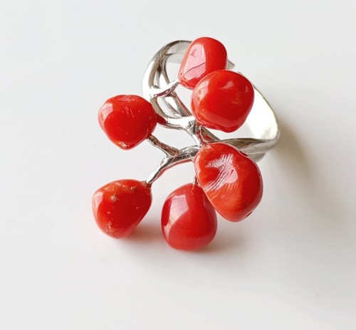 Bague corail ajustable - corail,