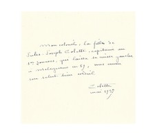 Sidonie Gabrielle COLETTE / Dédicace autographe signée / Père / Armée / Livres