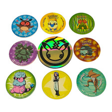 sympa  lot de pog pogs pokemon + kini degommer   ( caps ) 0016