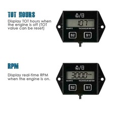 Digital Engine RPM Tachometer Hour Meter Gauge. For 2 and Stroke 4 Engines. R2R1