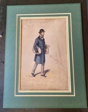 Dessin Ancien Aquarelle Céramiste 1866 XIXEME Original Pencil Antique Drawing