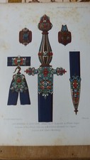 9 LITHOGRAPHIE ANCIENNES XIXe  ARMURE COUTEAU ANCIEN EPEE COUTELLERIE MILITARIA