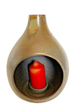 Bougeoir  cheminée Lampe Céramique Grès signé à identifier  artisanat poterie