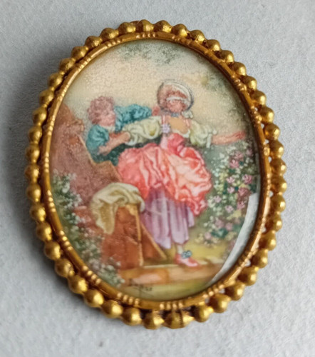Broche ancienne peinture - broche,