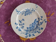 Assiette Plate Terre de Fer Jules Vieillard Bordeaux Service Gibier Faisan Bleu