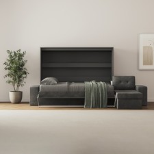 Lit escamotable 160x200 horizontal M2 (profondeur 55 cm) canapé d'angle anthraci