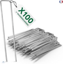 WUNDERGARDEN Lot de 100 piquets de Fixation en Acier galvanisé pour bâche A