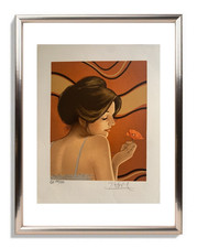 YVES GANNE (1935-2019) LITHOGRAPHIE ORIGINALE FEMME AU COQUELICOT (230)