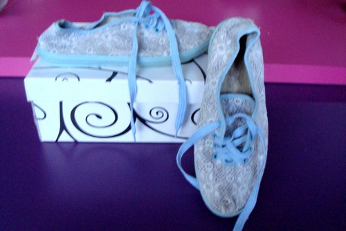 Basket snickers dentelle bleu - basket,