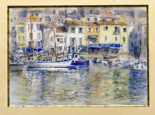 Aquarelle cassis sur - cassis, mer