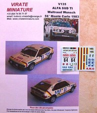 V135 ALFA SUD TI WALTRAUD WUNSCH 56° RALLYE MONTE CARLO 1983 DECALS VIRATE 1/43