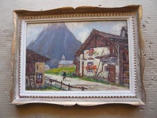 PAYSAGE ANIME DE MONTAGNE SIGNE  G.  CHARROU  ANNEES  50