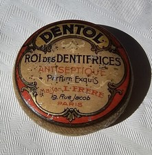 Ancien porte épingles tôle aiguilles couture publicitaire DENTOL relief Année 20