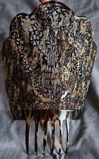 Peigne vintage espagnol imitation écaille Fontaine & 2 paons - Mantille Flamenco