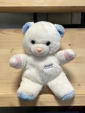 DOUDOU PELUCHE VINTAGE OURS BOULGOM BLANC BLEU ROSE 30cm