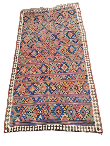 Ancien tapis kilim signé - tapis,