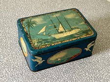 Boîte à biscuit ancienne, scène maritime
