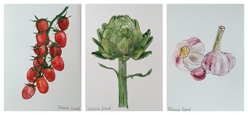 Set aquarelles légumes - aquarelles.,