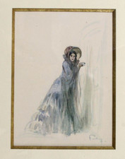 Aquarelle originale de Louis Fortuney fin du 19ème