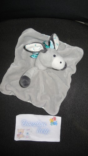 Doudou plat âne gris - doudou,