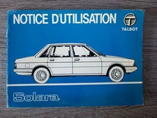Notice d'utilisation Talbot Solara GL - LS - GLS - SX