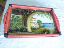 RARE PLATEAU DECOR MIROIR FIL TRESSE VINTAGE 1960 ART DECO???