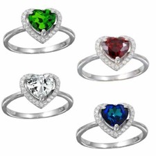 Argent Sterling Halo Coeur