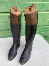 Ancienne paire de bottes cuir militaire équitation officier cavalier vintage
