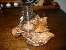 Photophore : Tranche d'arbre  - 1 bougie chauffe-plat - Excellent état