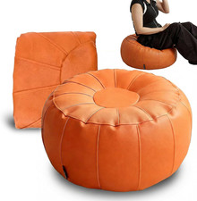 Leather Pouf - 20”Dx12”H