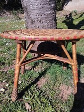 Table basse ancienne - rotin et bambou époque vintage