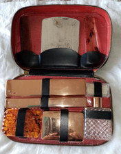 VINTAGE BELLE TROUSSE DE TOILETTE NOIRE COMPLETE ANNEE 50/60 EN CUIR