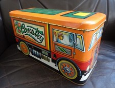 ancienne Boite métal tôle MEGA Italy sérigraphie design Camion Country  vintage 