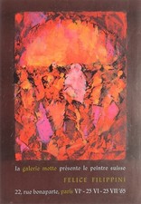 Felice FILIPPINI - Art Poster Affiche exposition gal Motte Paris 1965 swiss art