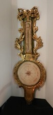 Grand baromètre Louis XVI en bois sculpté doré