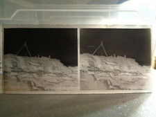 PLAQUE PHOTO VERRE STEREO CARRIERE DE GRANIT A L'ILE GRANDE (22)