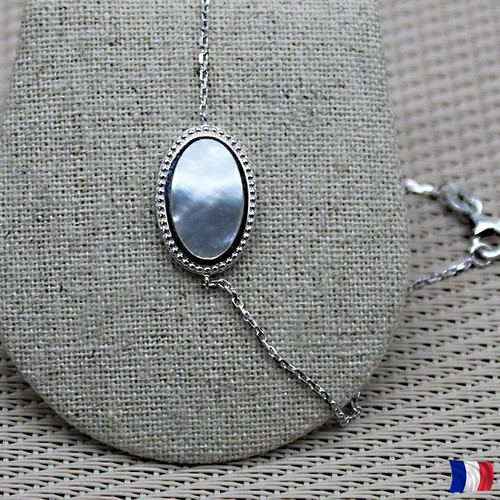 Bracelet argent nacre ovale - bracelet,