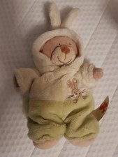 Doudou Peluche ours déguisé en lapin Vert The Baby Collection Nicotoy
