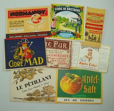 LOT C2   8 ETIQUETTES CIDRE JUS DE POMME  ORIGINALES ANCIENNES LABELS BOISSON