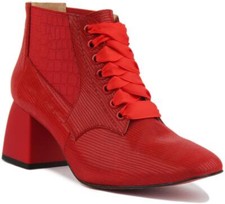 JUSTIN REECE ENGLAND Hannah Femmes Cuir Victorien Femme Bottes en Rouge UK 3 - 8