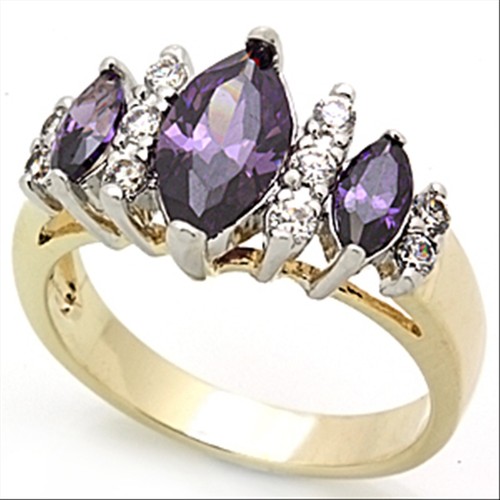 Bague plaquée zircons - bague, or,zircons