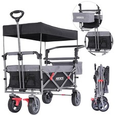 AREBOS Chariot utilitaire Premium avec auvent Chariot Poussette pliable Jardin
