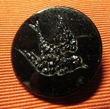 BOUTON ANCIEN JAIS français orné GRIVE NAPOLEON III 1880 VICTORIAN BUTTON 28 mm