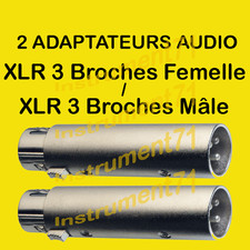 2 Adaptateurs Audio XLR 3 Broches Femelle / XLR 3 Broches Mâle Symétrique