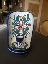 Ancien Bougeoir Mural En Faïence Céramique 