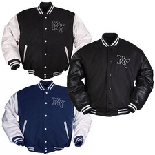 Ny Veste Baseball Avec Patch S-3XL Collège Veste de Survêtement Rockabilly Sport