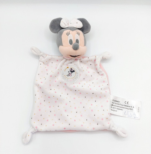 Doudou plat minnie rose blanc - minnie,